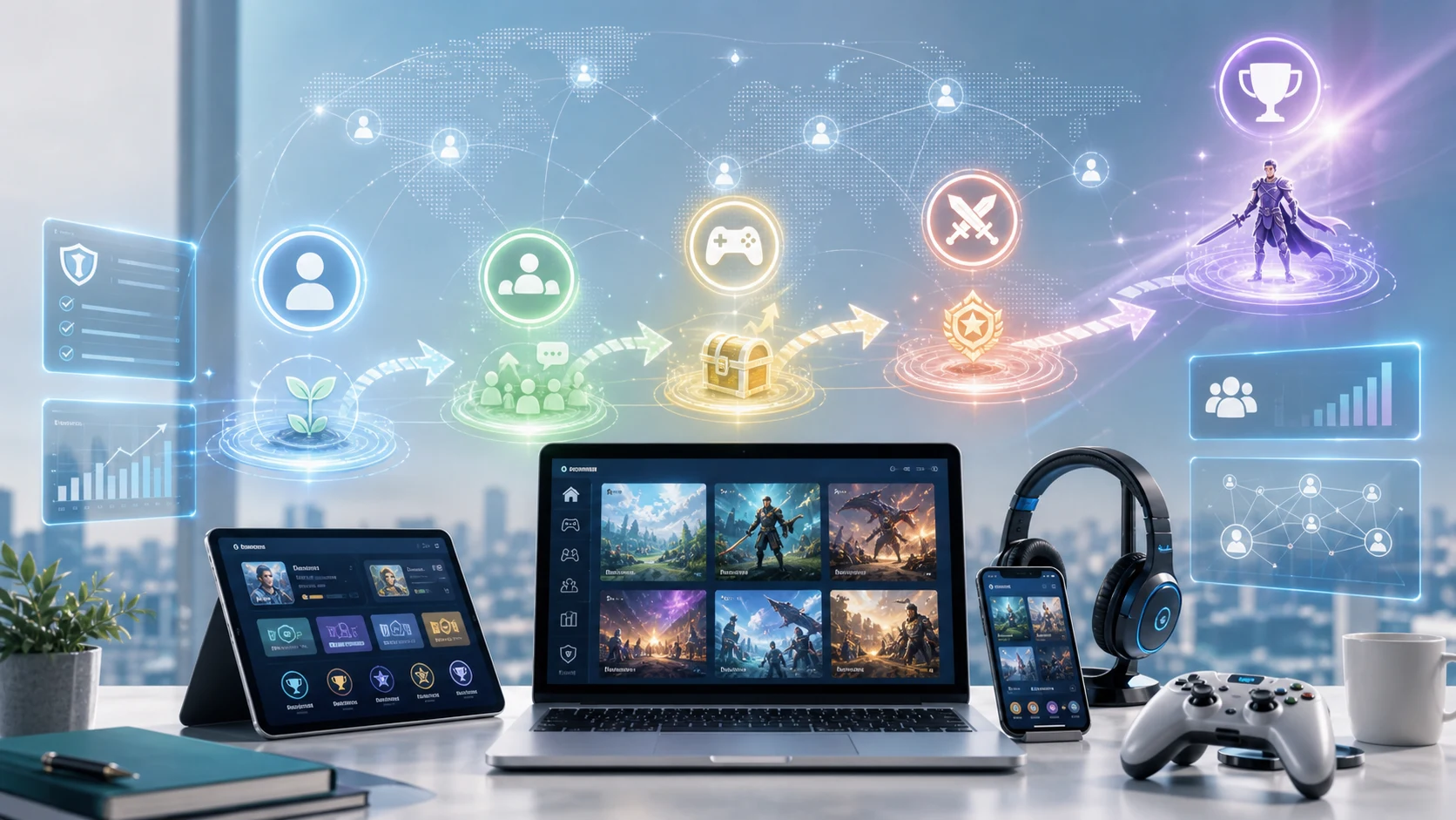 Gabee TownがWeb3ゲーム情報とユーザー交流をつなぐイメージ