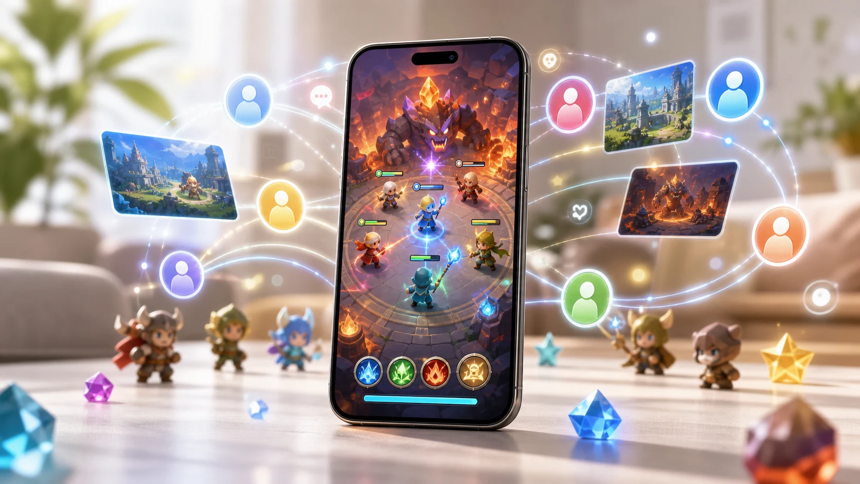 スマートフォン向け協力対戦アクションゲームの特徴を表すイメージ