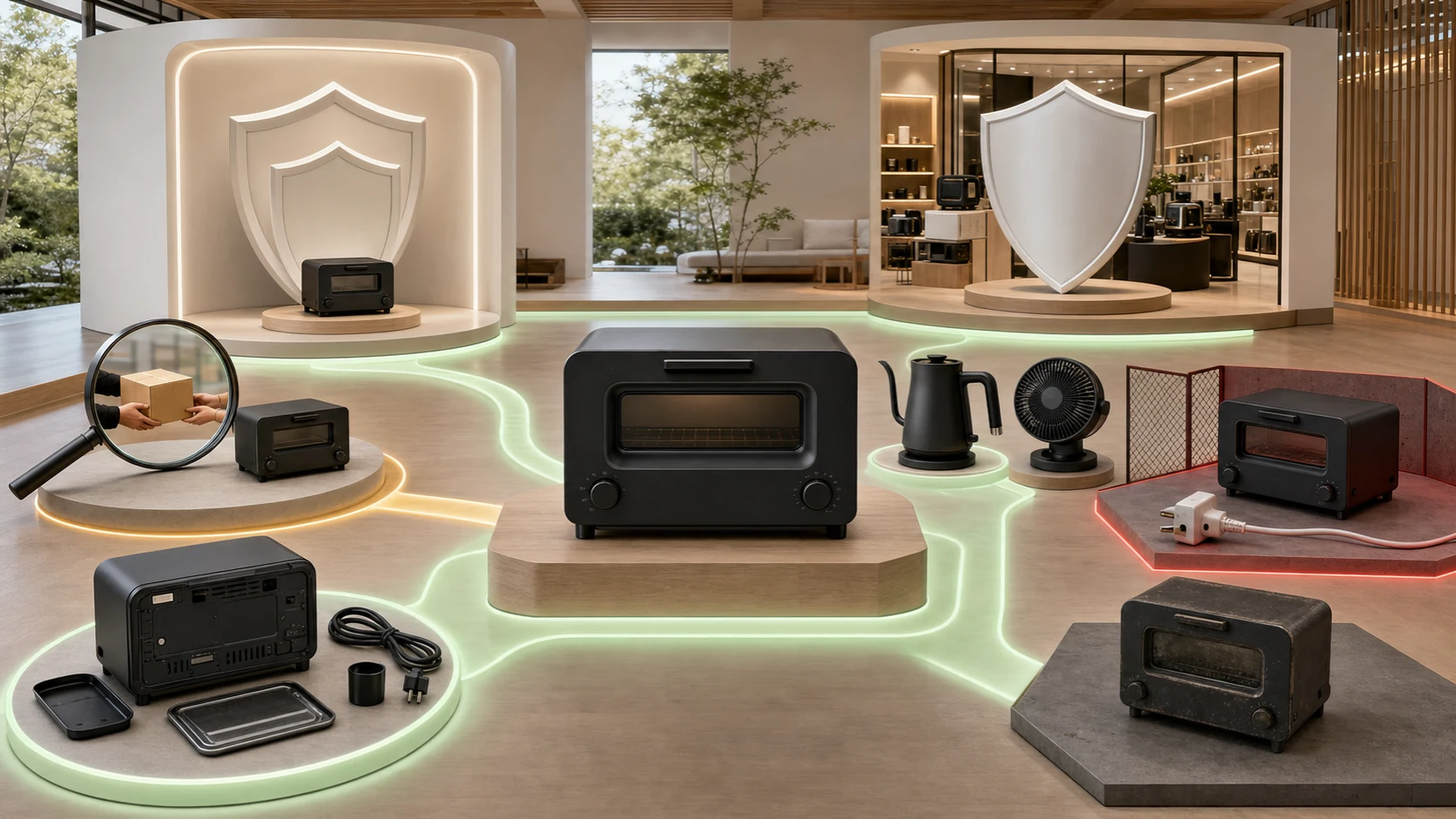 バルミューダのよくある質問を正規店、量販店、Amazon、並行中古、保証で整理するイメージ