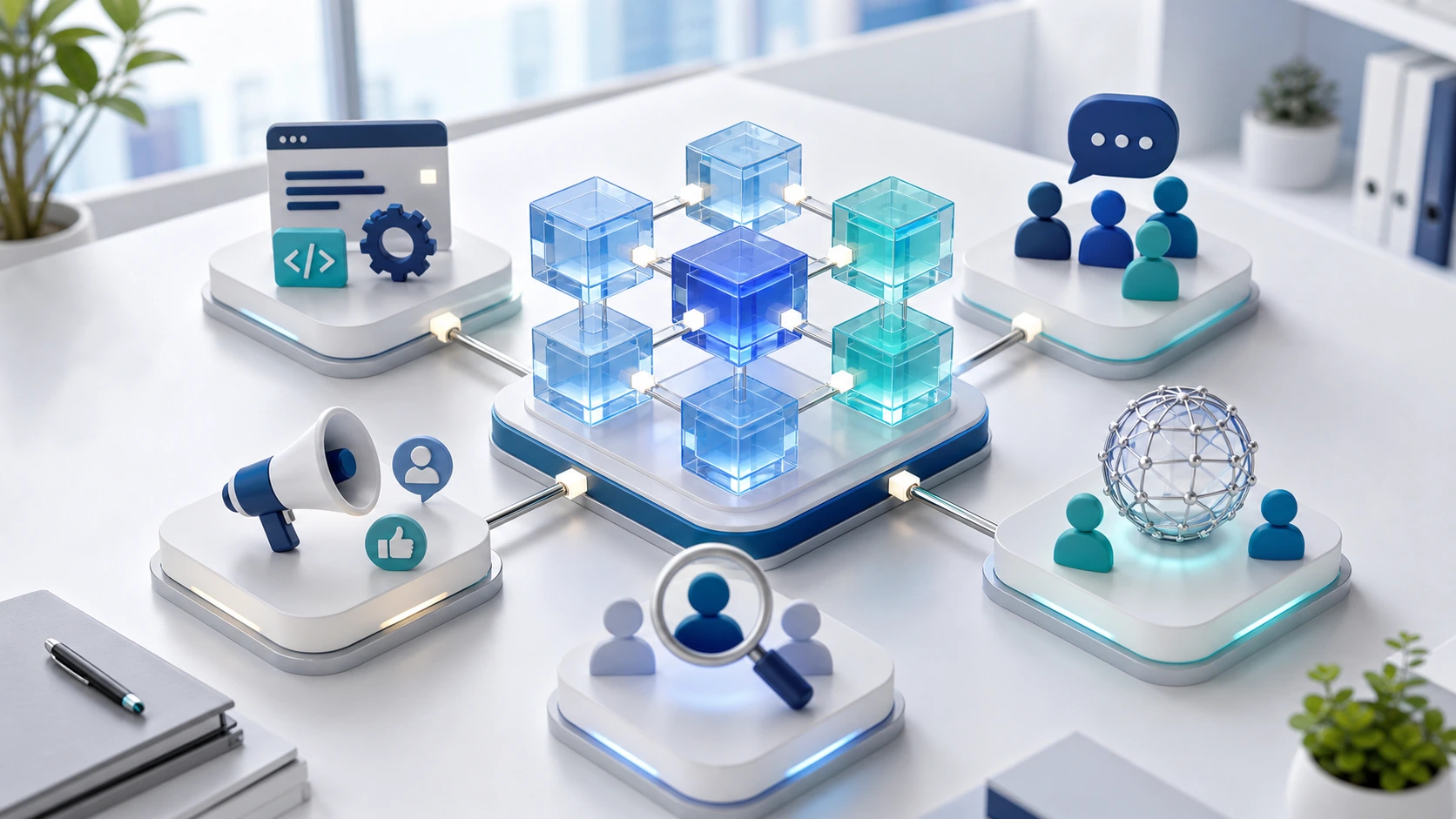 HADOWのブロックチェーン開発とコンサルティング支援を表すイメージ