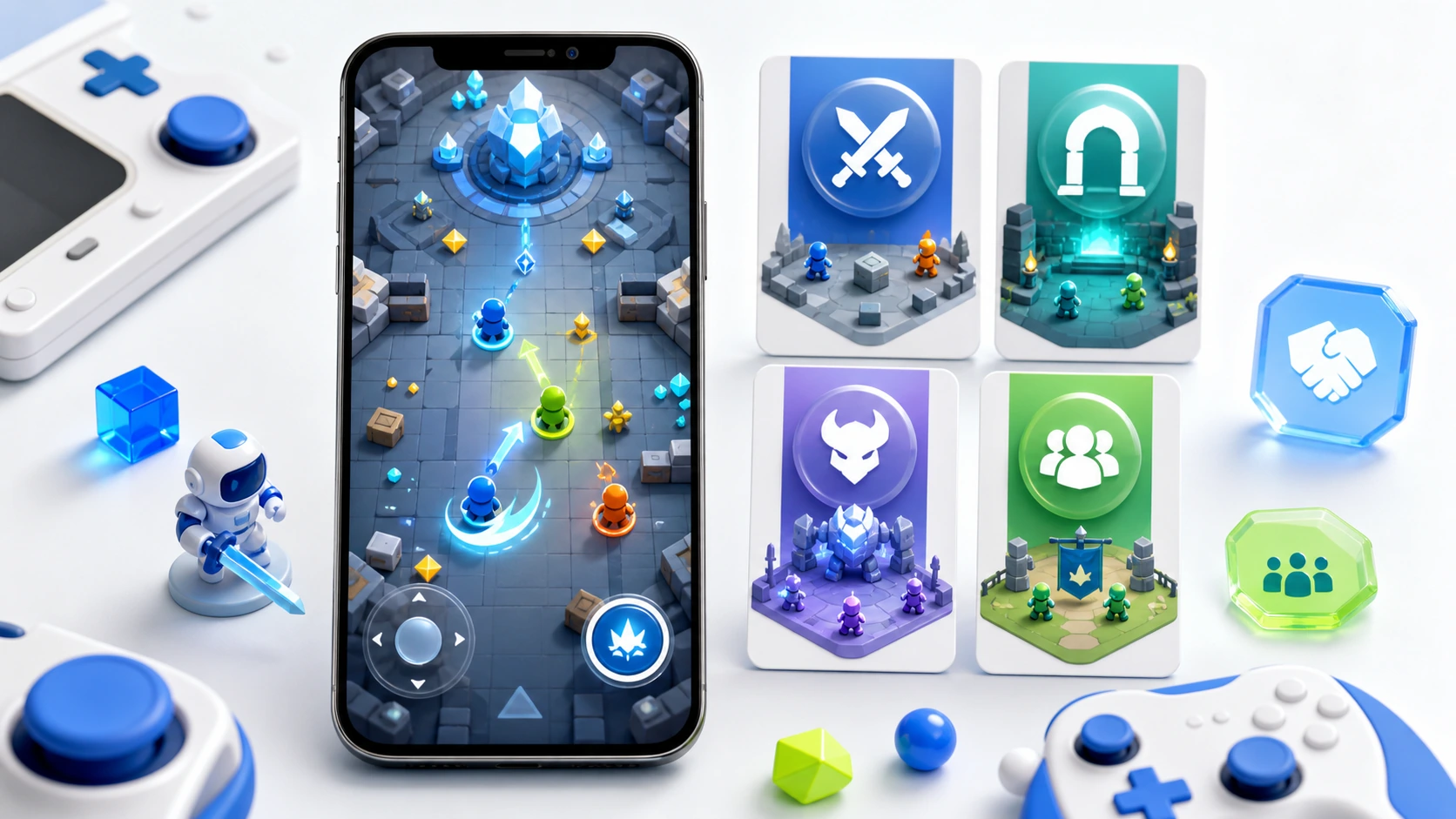 スマートフォン向け協力対戦アクションゲームの特徴を表すイメージ