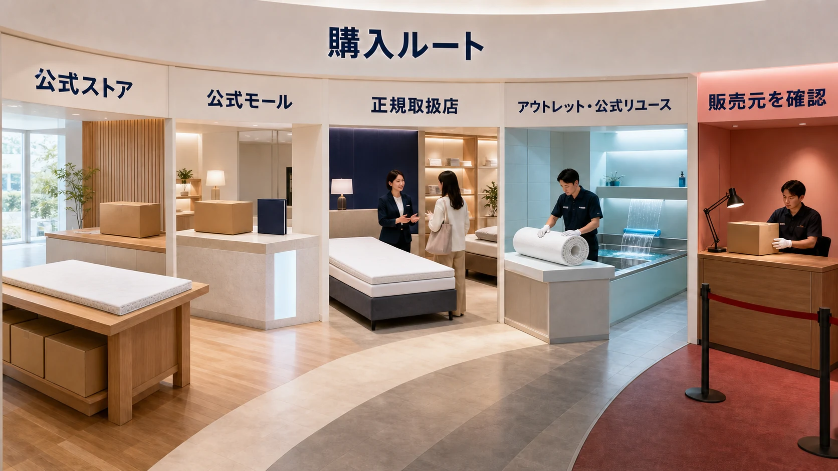 エアウィーヴの公式ストア・公式モール・正規取扱店・アウトレットと、販売元確認が必要な購入先を整理する画像